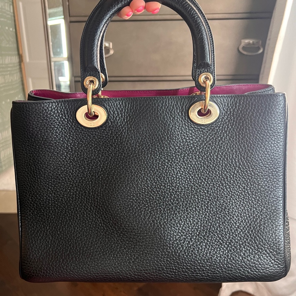 Christian Dior Diorissimo 2 way tote bag in pebbled calfskin black rose - Picture 3 of 11